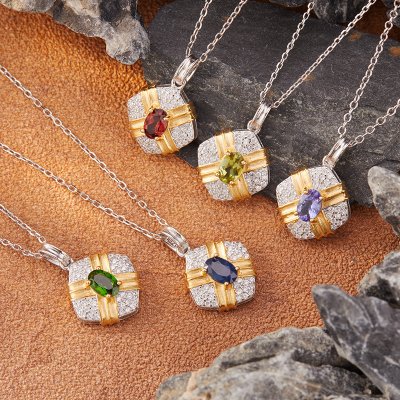 Natural Sapphire Tanzanite Garnet And Other Colored Gemstone Necklace